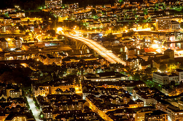 istock Night panorama of Bergen. 459615937