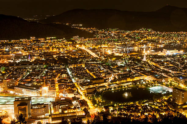 istock Night panorama of Bergen. 459616145