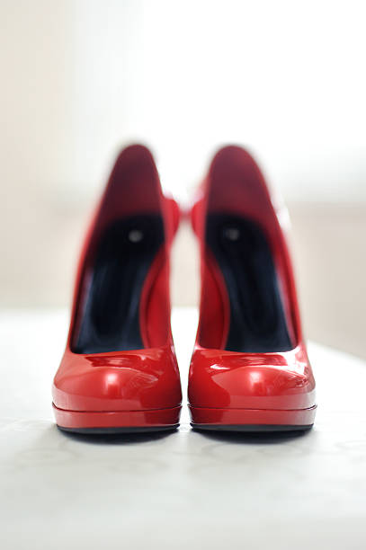 Vermelho de cicatrização sapatos - fotografia de stock