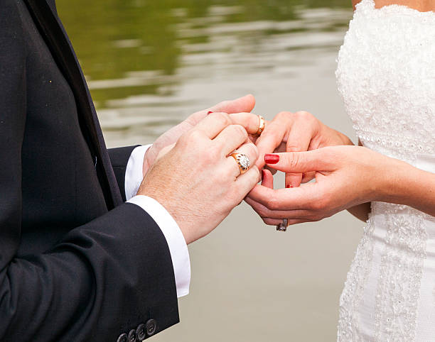 istock wedding couple are swearing lifetime loyality 459617605