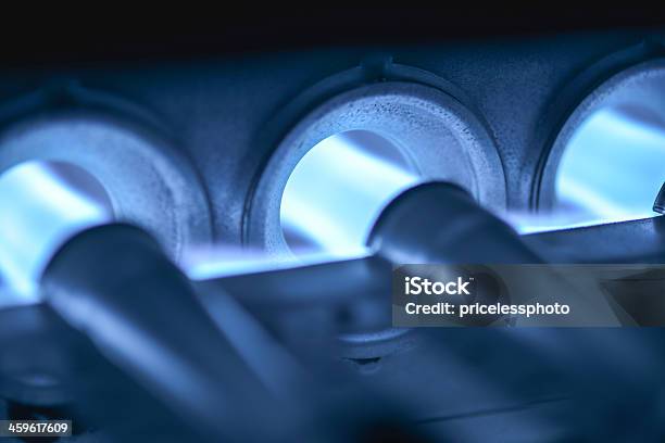 Home Furnace Burner Blower Ignited Stock Photo - Download Image Now - Furnace, Natural Gas, Repairing