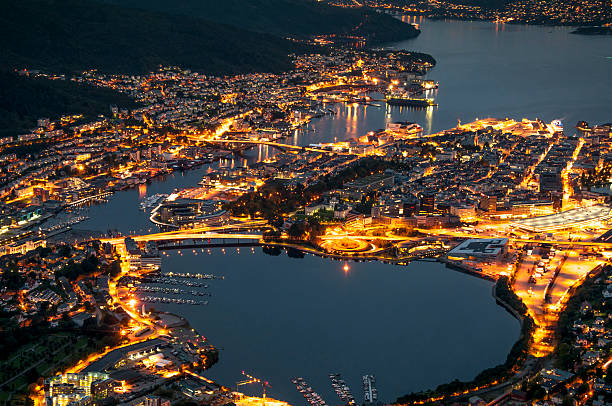 istock Night panorama of Bergen. 459642697