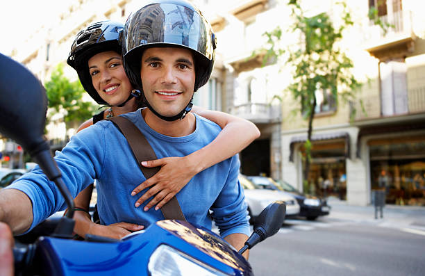 istock Couple On Scooter Enjoying Road Trip 459643017
