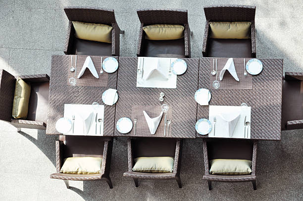 istock Wood table and chairs of dinning room 459643995
