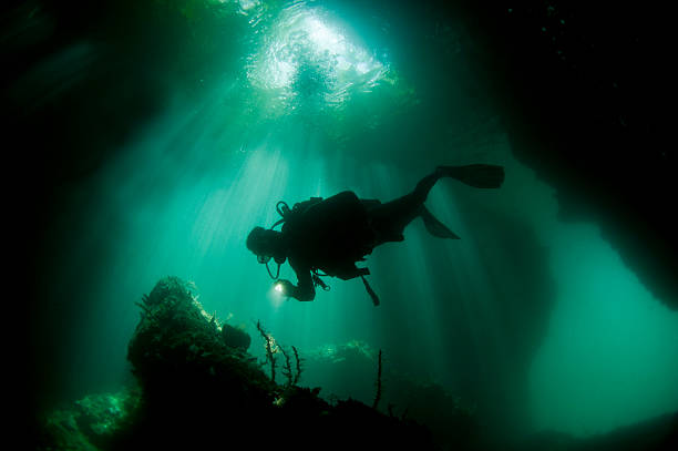 River diver Irian Jaya, The Passage stock photo