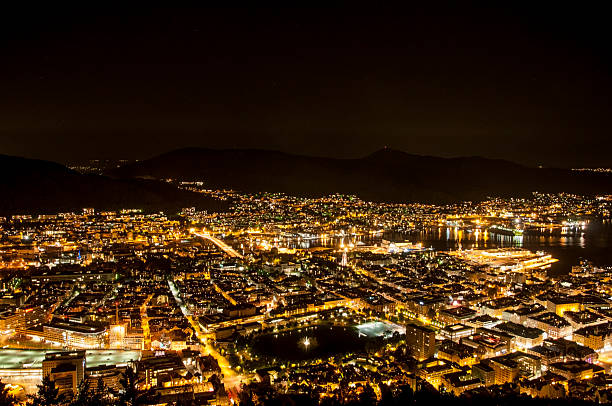 istock Night panorama of Bergen. 459674791