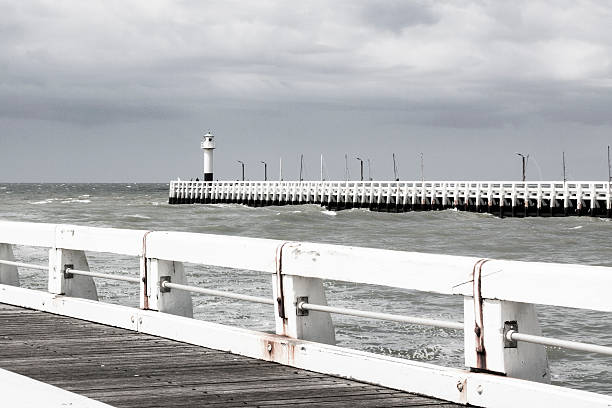 the pier in nieuwpoort at the sea