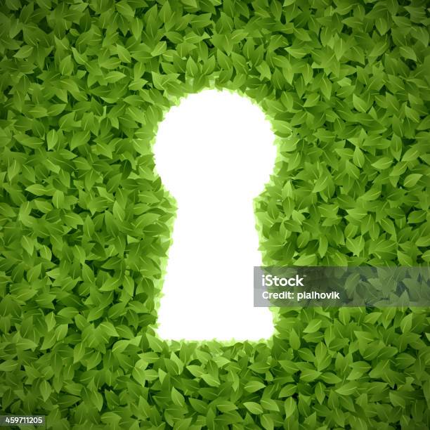 Green Leaves With Keyhole Stock Illustration - Download Image Now - Keyhole, Tree, Accessibility