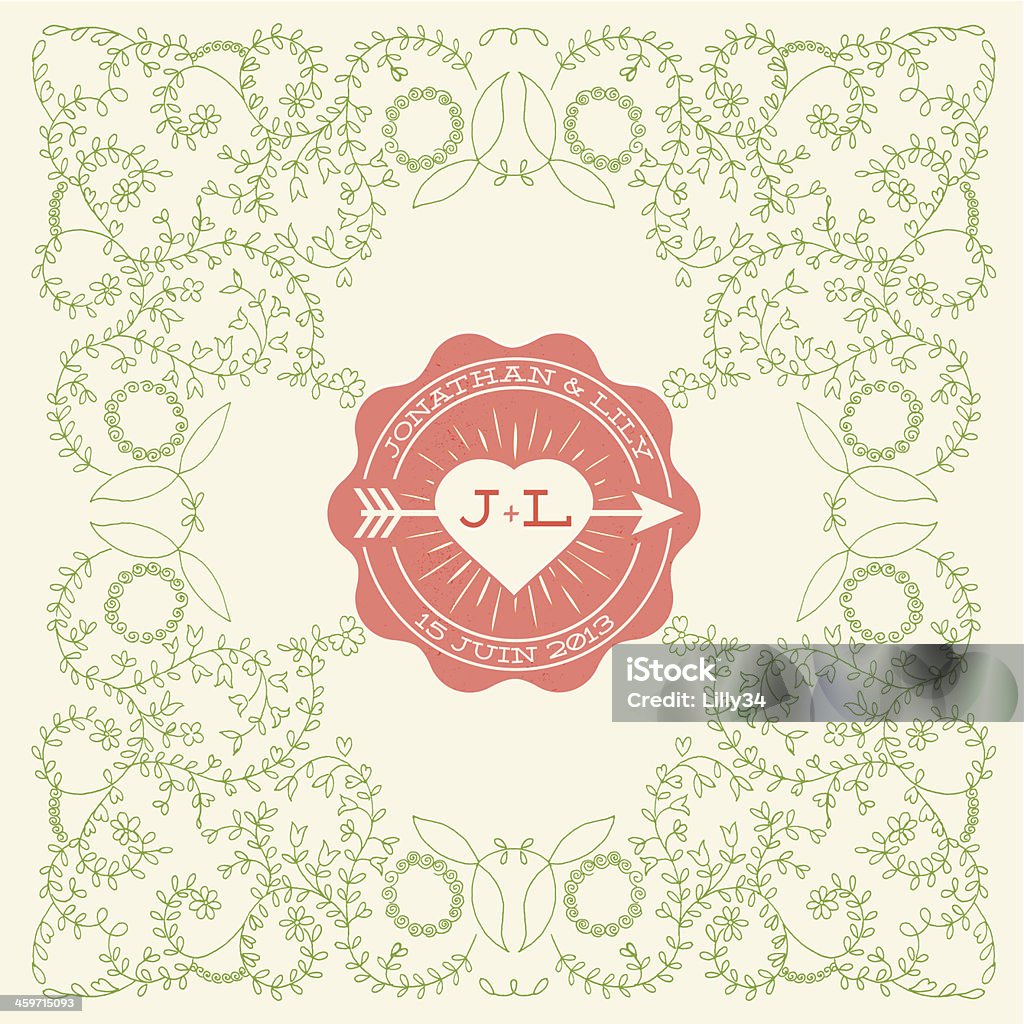 Convite carte mariage avec romantique floral motif - Royalty-free Convite arte vetorial
