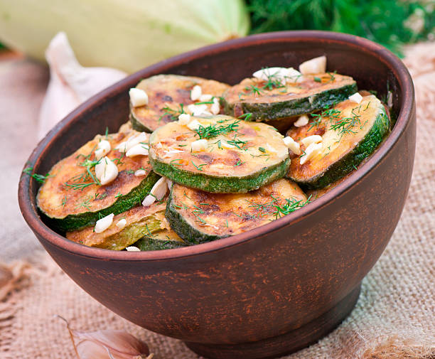 istock Fried zucchini in an old ceramic bowl 459859533