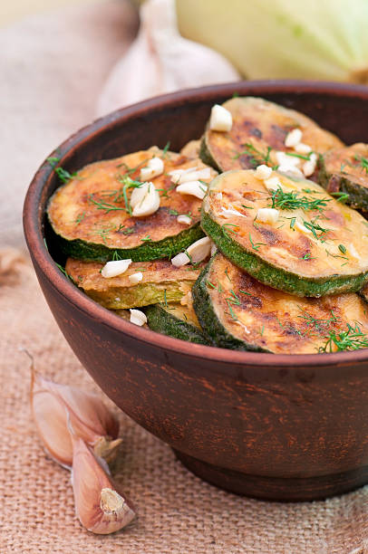 istock Fried zucchini in an old ceramic bowl 459859589