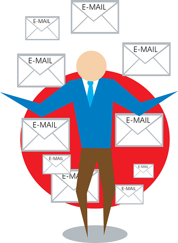 Many Mails Picture Man With Lots Of Emails Stock Illustration - Download Image Now - Adult ...