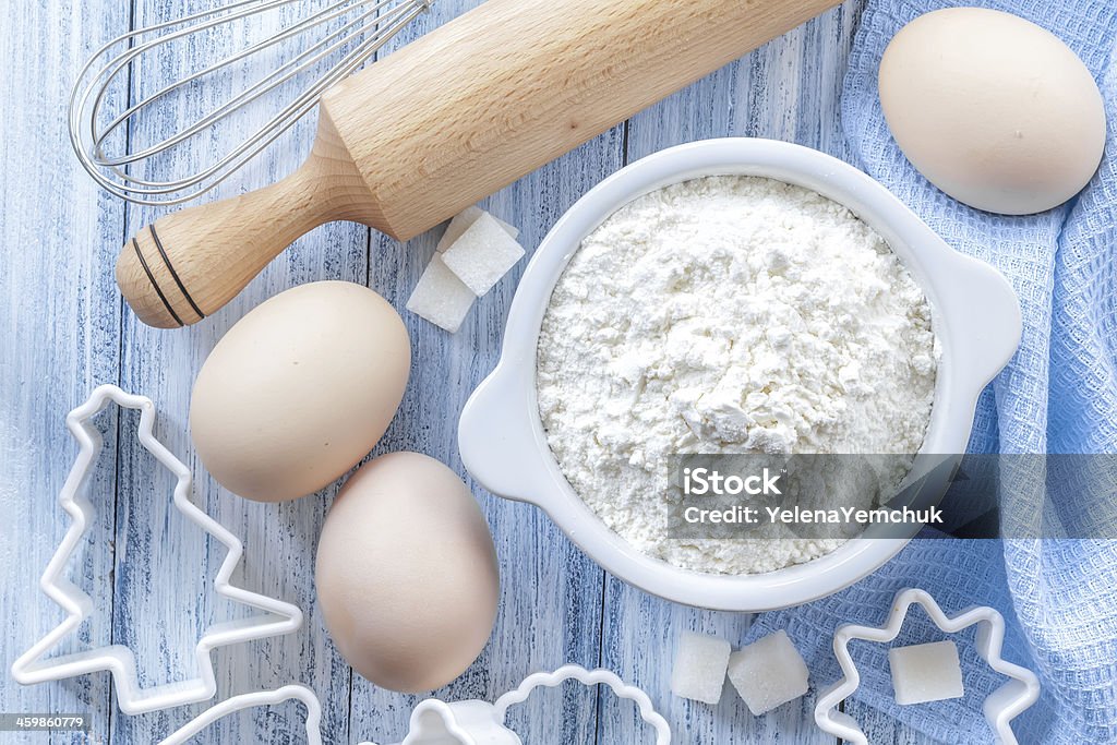 Flour and eggs 7-Grain Bread Stock Photo