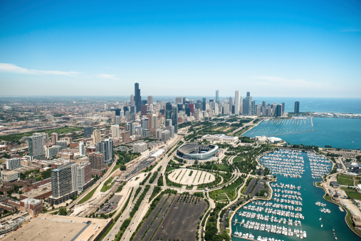 Aerial view of the downtown of Chicago