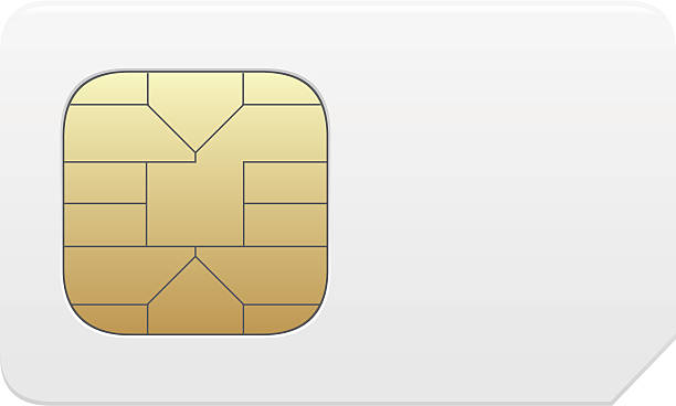 Close-up of a vector SIM card in gold and white sim card vector illustration isolated on white background computer chip stock illustrations