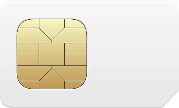 Vector illustration of Close-up of a vector SIM card in gold and white