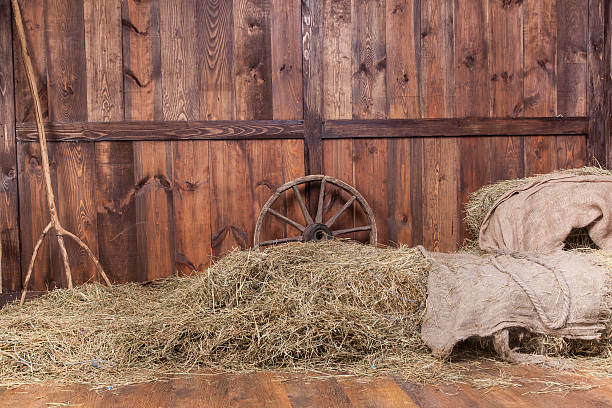 Wood and hay background Wood and hay background inside rural barn barn stock pictures, royalty-free photos & images