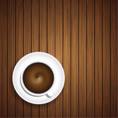 Vector coffee on wooden background. Eps10