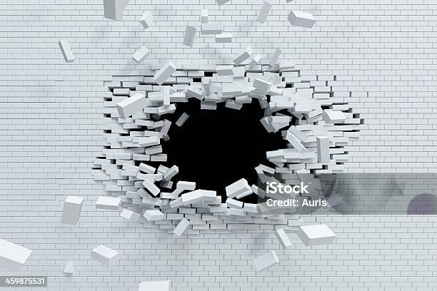 Breaking Brick Wall Stock Photo - Download Image Now - Breaking, Brick Wall, Broken