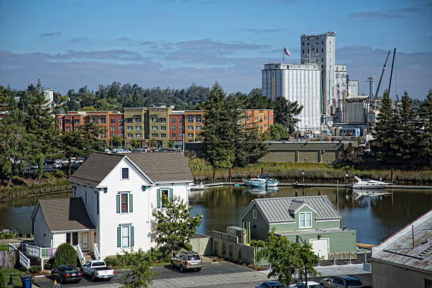 Petaluma Grain Mill Grain Mill on the river in sonoma County's Petaluma. petaluma stock pictures, royalty-free photos & images