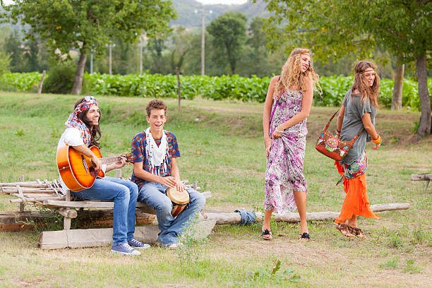 istock Hippie Group Playing Music and Dancing Outside 459876269