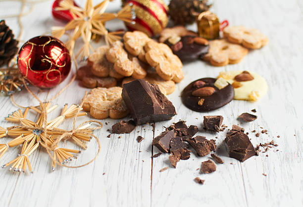 istock Cookie and chocolate with  christmas decoration 459880157