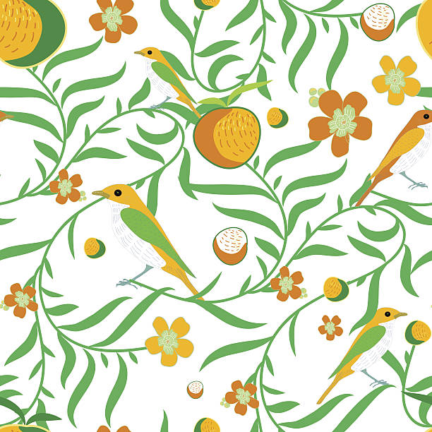 illustrazioni stock, clip art, cartoni animati e icone di tendenza di sfondo floreale - psychedelic funky yellow orange