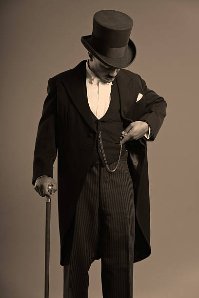 istock Retro afro american dickens scrooge man with mustache. 459880765