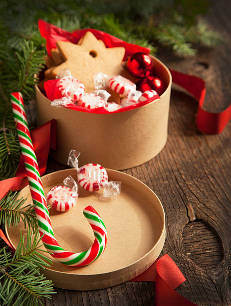 istock Christmas gift boxes with cookies and candy 459885133