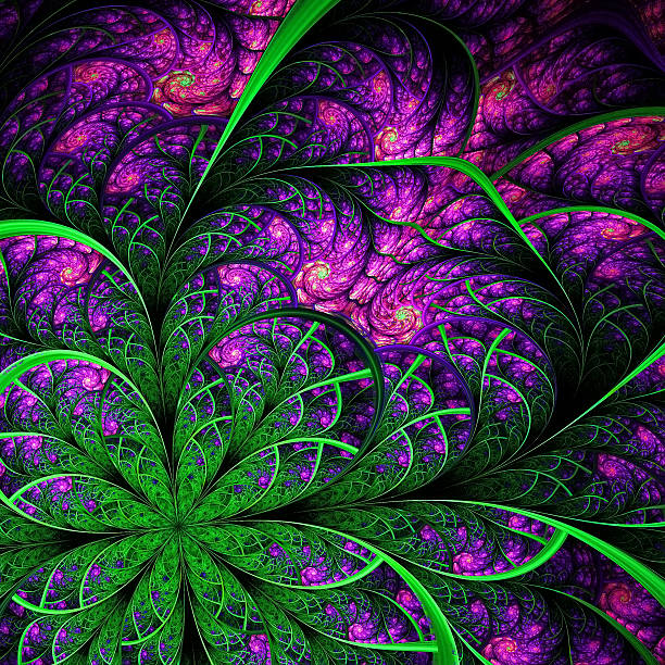 istock Beautiful fractal flower in green and vinous. Computer generated 459886925