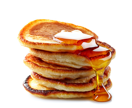 stack of pancakes on white background