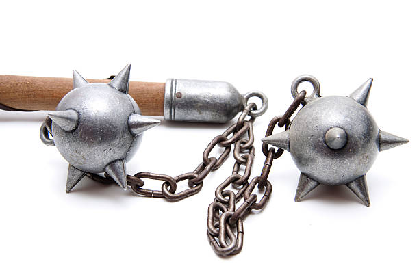 Morning star weapon in the Middle Ages on white background