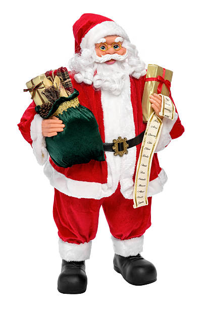 istock Santa Claus doll with presents and name list 459893469