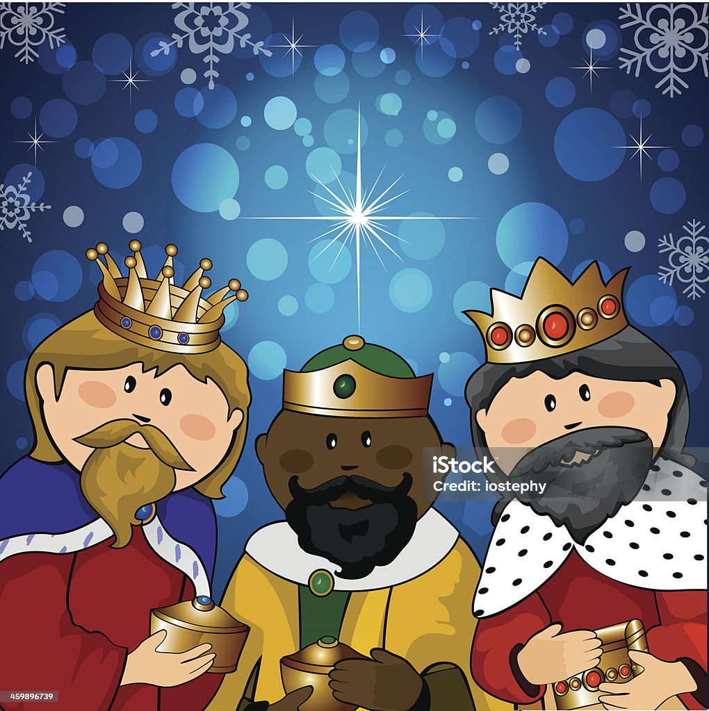 Three kings Three kings with gifts on the background of bright lights and comet-transparency blending effects and gradient mesh-EPS10 Three Wise Men stock vector