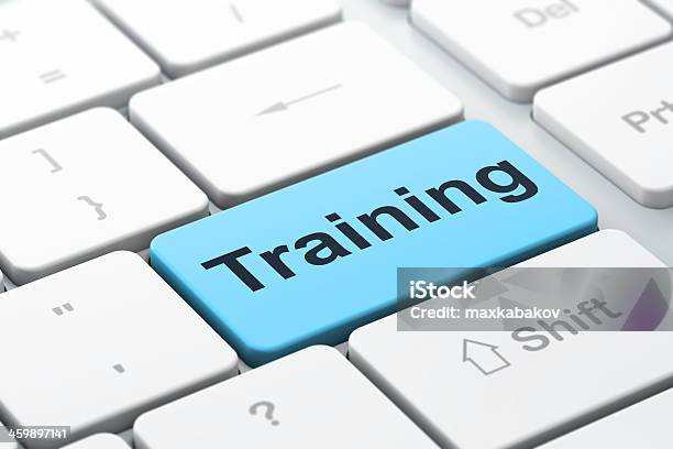 Keyboard With Training Button Highlighted Stock Photo - Download Image Now - Education Training Class, Sports Training, Healthcare And Medicine