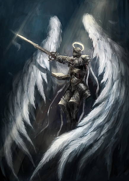 Angel knight vector art illustration