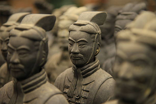 Terracotta Warriors, Xian A close up image of some terracotta warriors from Emperor Qin Shi Huang's mausoleum dating back more than 2000 years terracotta soldiers stock pictures, royalty-free photos & images