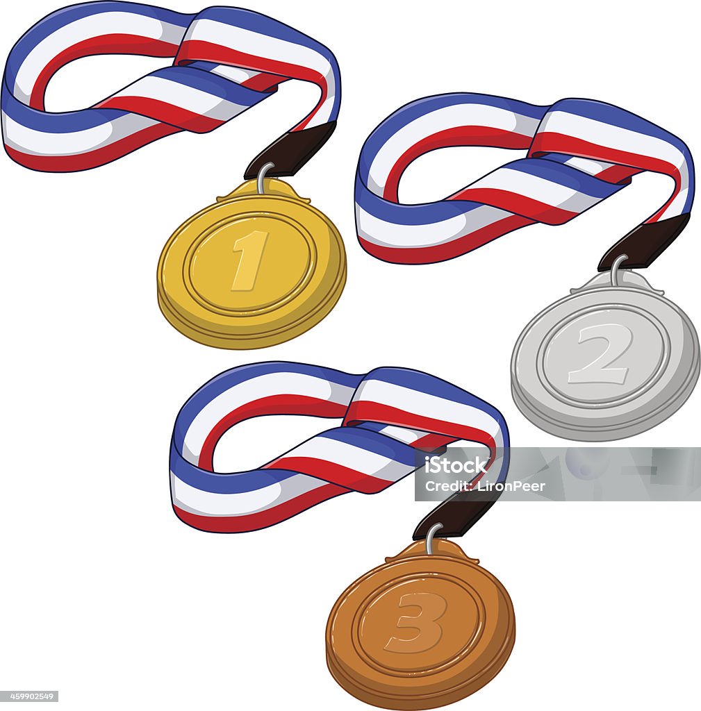 Primeiro, segundo e terceiro lugar medalhas embalagem - Royalty-free Evento multidesportivo internacional arte vetorial