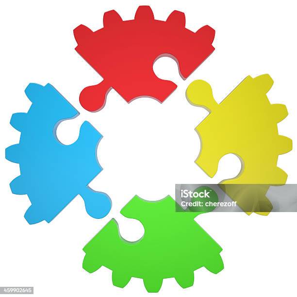 Gear Consisting Of Puzzles Stock Photo - Download Image Now - Abstract, Backgrounds, Concepts