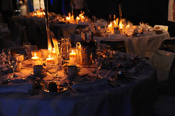 istock Candlelight glow of wedding table with details 459904227
