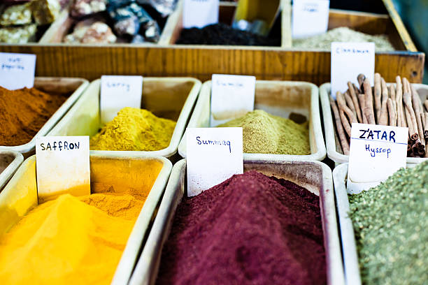 istock Spices on display at open market Israel. 459913075