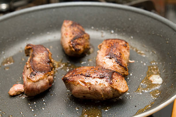 Fry venison fillet in a pan