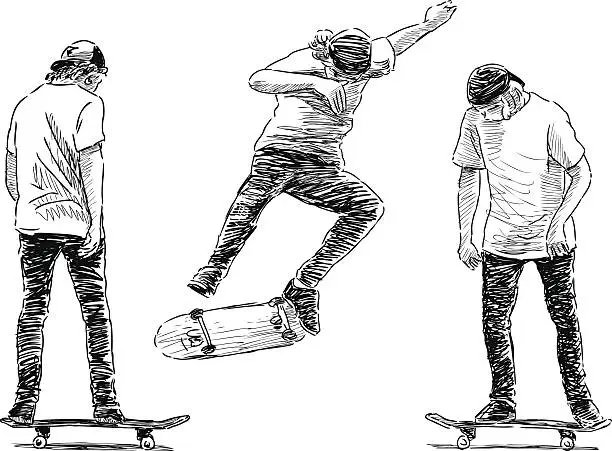 Vector illustration of skateboarder