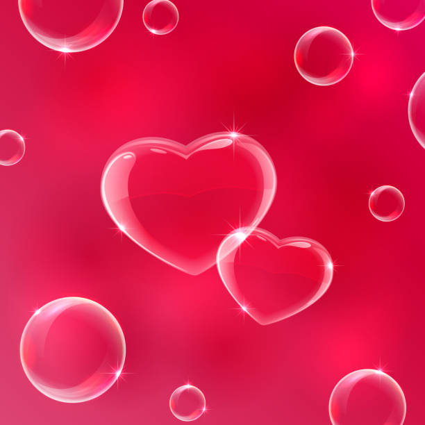 сердце на красном фоне - soap sud bubble mid air circle stock illustrations