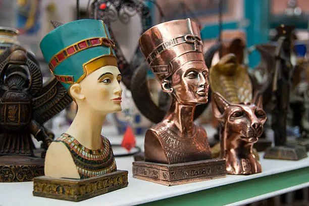 Egyptian traditional culture souvenirs are on shocase