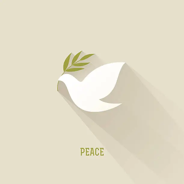 Vector illustration of Peace dove with olive branch