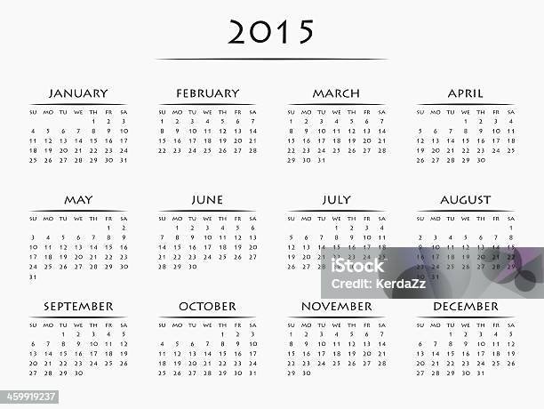 Full 12 Month Calendar For The Year 2015 Stock Photo - Download Image Now - Calendar, Month, 2015