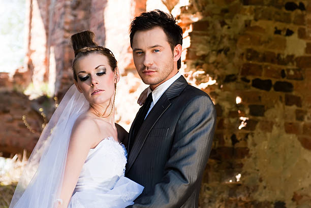 istock Happy bride and groom on their wedding day 459921055