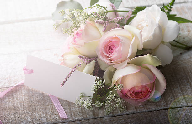istock Postcard with elegant  flowers and empty tag for your text 459926321