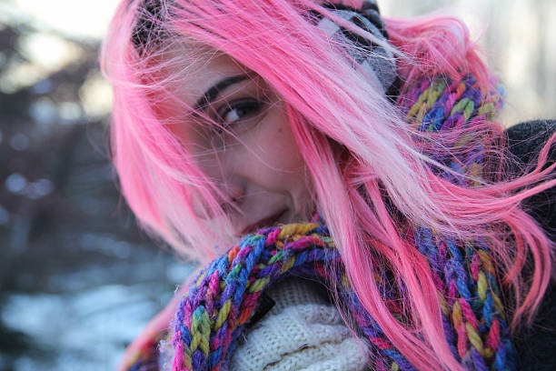 pink hair stock photo